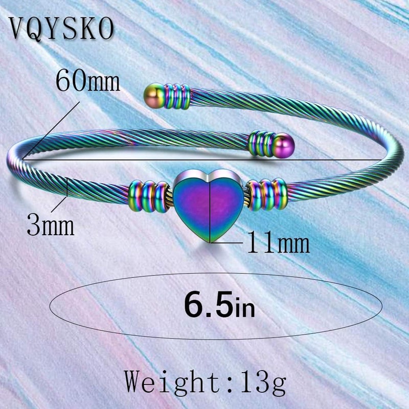VQYSKO Silver Heart Initials Bracelet-A-Z Stainless Steel Engraved Charm Bracelet, Woman Jewelry Birthday Festival Gift - Image 4